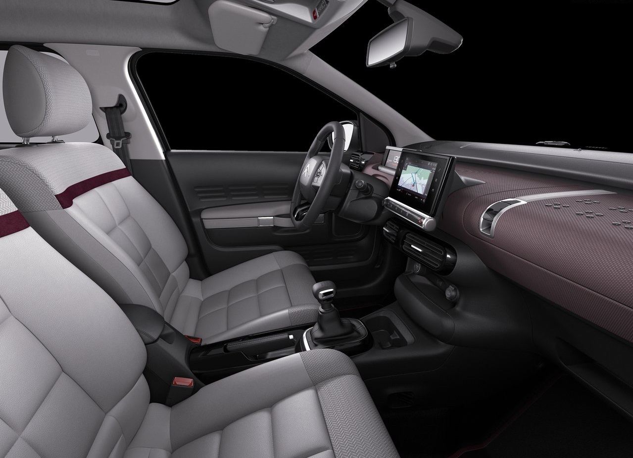Autostoelhoezen Complete Set voor Citroen Ds4 C4 Cactus, Op Maat Gemaakte Voor- En Achterkussens Linnen Stof Ademend Antislip Stoelbeschermer Interieuraccessoires,Black-Red